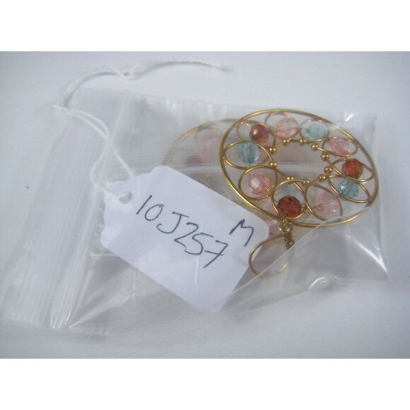 Joan Rivers Gold Tone Hoop Earrings Open Faceted Medallion China Dangle - Picture 6 of 6